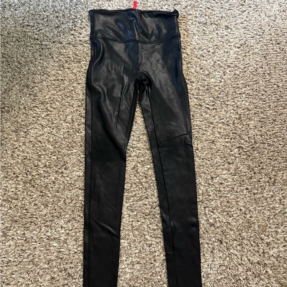 SPANX Black Faux Leather High-Rise Leggings